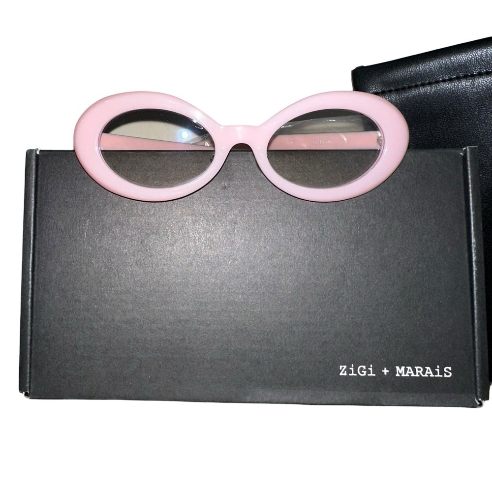 Zigi + Marais Elsa Pink Oval Blue Light Glasses Milky Pink Anthropologie